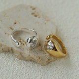 Fluid Teardrop Cubic Zirconia Open Ring