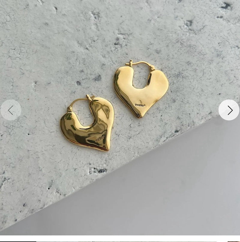 Japanese Minimalist Polished Heart Earrings