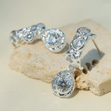 Vintage Lava Texture Cubic Zirconia Teardrop Drop Earrings