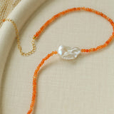 Colorful Optimized Natural Stone & Baroque Pearl Handmade Beaded Necklace