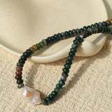 Single Baroque & Abacus Bead Natural Stone Necklace