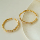 Vintage Hammered Mini Pearl Statement Hoop Earrings