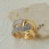 Two-Tone Pavé Cubic Zirconia Open Ring