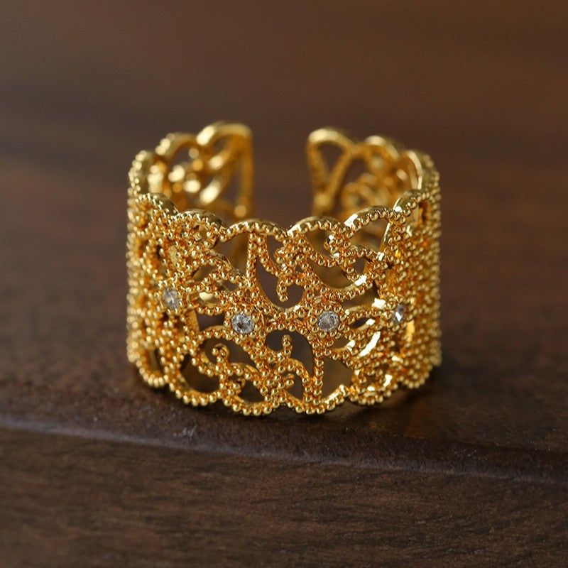 Vintage Palace Lace Filigree Zircon Open Ring