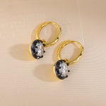 Black & Gold Moissanite Earrings - alternate angle | Floysun