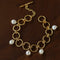 Vintage hammered circle link freshwater pearl bracelet