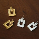 Crinkled Lava Geometric Square Stud Earrings | Textured Statement Jewelry