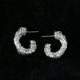 Designer Premium Dual Band Lava Textured Hoop Earrings
