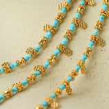 Soothing Blue Turquoise Tiny Flower Beaded Necklace