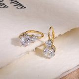 Graduated Two-Stone Cubic Zirconia Leverback Earrings - close-up detail | Floysun