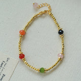 Bohemian Faceted Gold Bead Bracelet – Colorful Gemstone or Pearl Style