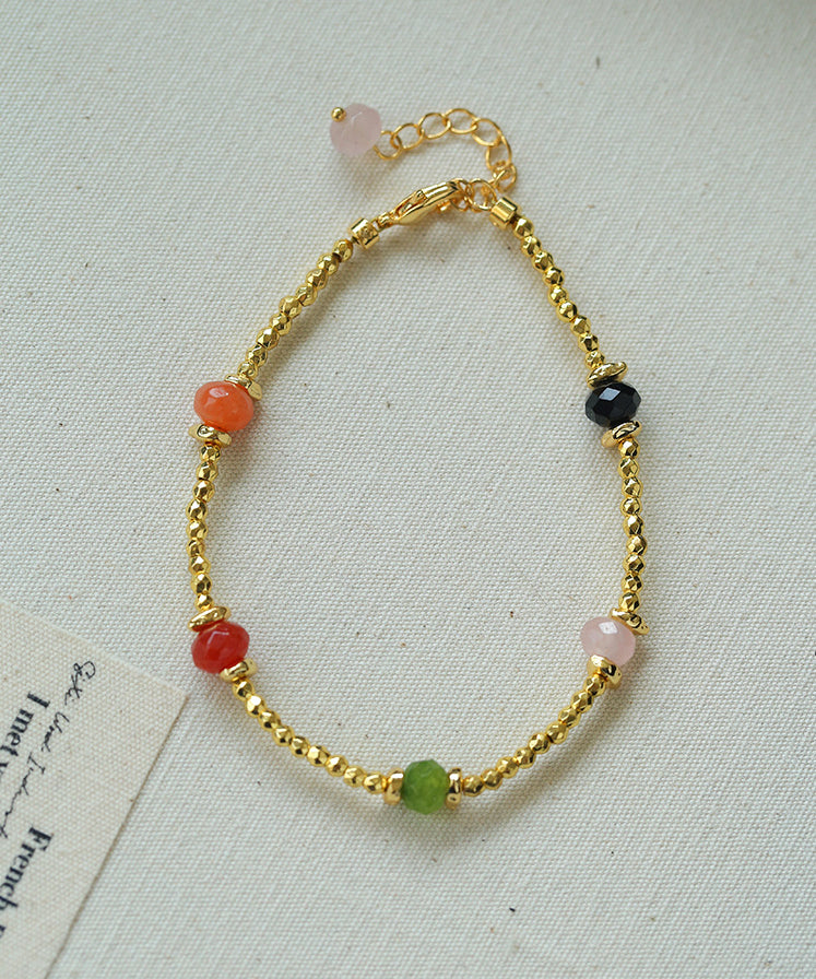 Bohemian Faceted Gold Bead Bracelet – Colorful Gemstone or Pearl Style