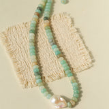 Single Baroque & Abacus Bead Natural Stone Necklace