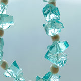 Blue Irregular Glass & Pearl Vacation Collarbone Necklace