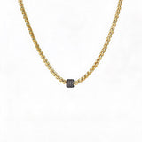 Cubic Zirconia Pavé Barrel Link Necklace - close-up detail | Floysun