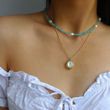 Colorful Natural Stone Pearl Stacked Beads Necklace