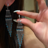 Italian Lace Crystal Tassel Earrings - Handcrafted S925 Sterling Silver  Baroque Chandelier Earrings