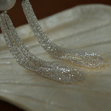 Dazzling Baroque Silver Chain Tassel Drop Earrings