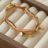 Boho Multi-Layer Woven Cord Beaded Bracelet