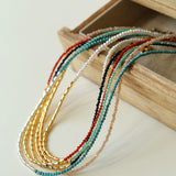 Mini Beaded Asymmetrical Green Agate Bracelet