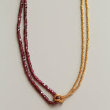 Designer Double Chain & Mixed Natural Stone Necklace