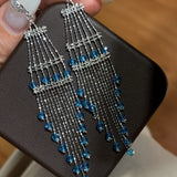 Italian Lace Crystal Tassel Earrings - Handcrafted S925 Sterling Silver  Baroque Chandelier Earrings