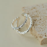 Molten Lava Texture Double-Band Hollow Open Ring
