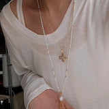 Natural Stone Four-Leaf Clover Necklace
