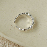 Textured Wrinkle Cubic Zirconia Open Ring