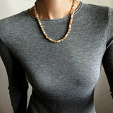 Multi-Pearl Lava Gold Bead Necklace
