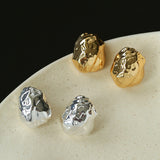 Minimalist Irregular Hammered Lava Stud Earrings
