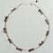 Mini freshwater pearl and garnet necklace showing clasp and extension chain