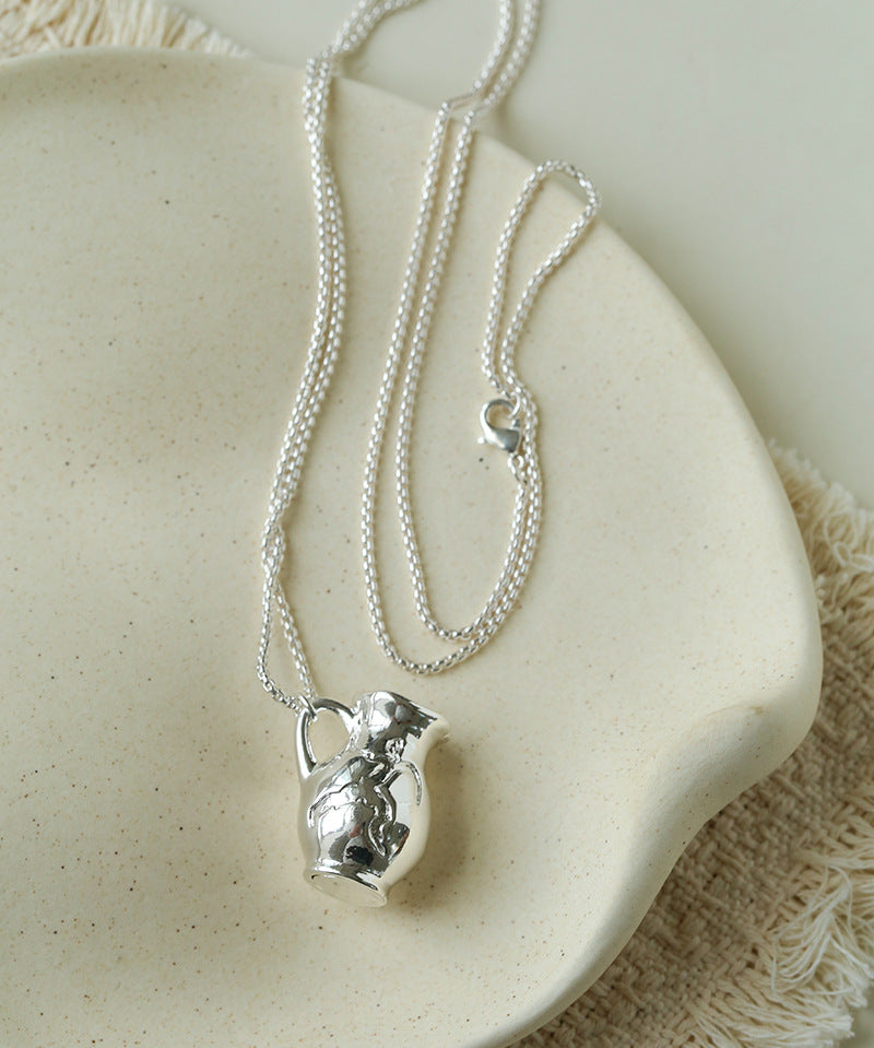 Minimalist Vase / Wine Jug / Wallet Sculptural Pendant Long Necklace