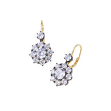 Black-and-Gold Floral Halo Cubic Zirconia Earrings - detail view | Floysun