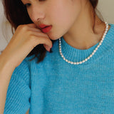 Einfache natürliche Perlen Choker Halskette