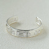 Vintage Ribbed Cubic Zirconia Open Cuff Bracelet