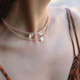 Mother-of-Pearl Initial Colorful Zircon Beaded Necklace