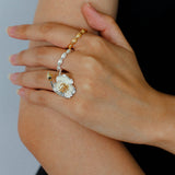 Chinese-Style 925 Silver Camellia Flower Open Ring