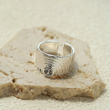 Vintage Concentric Ripple Cubic Zirconia Wide Open Ring