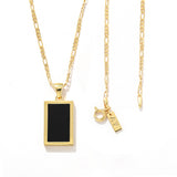Rectangular Black Onyx Pendant Layering Necklace