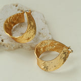 Hammered Sculptural Gold Hoop Earrings