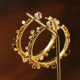 Vintage Gold Disc Fringe Statement Hoop Earrings