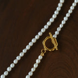 French Style Long Freshwater Pearl OT Clasp Lariat Necklace