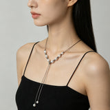 Multi-Wear Styles Adjustable Sliding Freshwater Pearl Smile Long Necklace