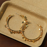 Vintage Gold Disc Fringe Statement Hoop Earrings