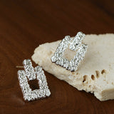 Crinkled Lava Geometric Square Stud Earrings | Textured Statement Jewelry