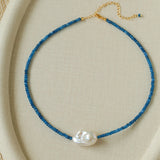Colorful Optimized Natural Stone & Baroque Pearl Handmade Beaded Necklace