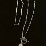 Minimalist Baroque Pearl Silver Chain Necklace - Style C