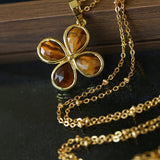 Natural Stone Four-Leaf Clover Necklace