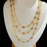 Vintage Diamond-Shaped Openwork Gold Long Necklace